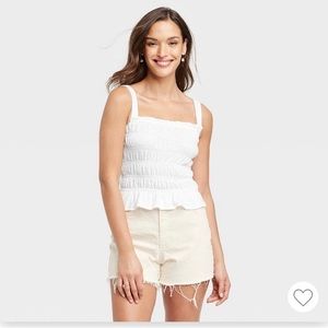 Universal Threads Target ruched white cotton tank top stretchy comfortable